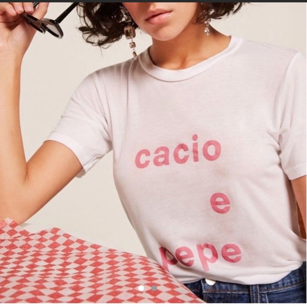 Reformation White and Pink Graphic Tee